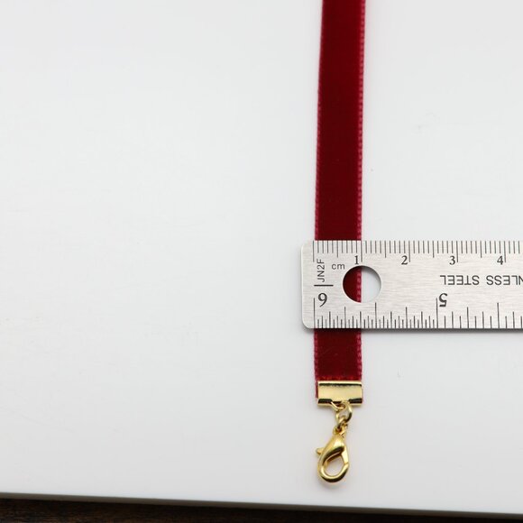 Velvet Choker Red Swiss velvet Adjustable Necklace red Chokers (#51) - Picture 8 of 12